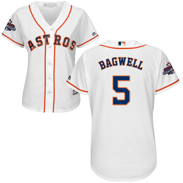 Astros #5 Jeff Bagwell White Home World Series Champions Women's Stitched MLB Jersey